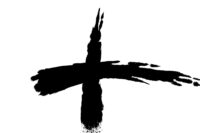 dark cross with words Ash Wednesday underneath